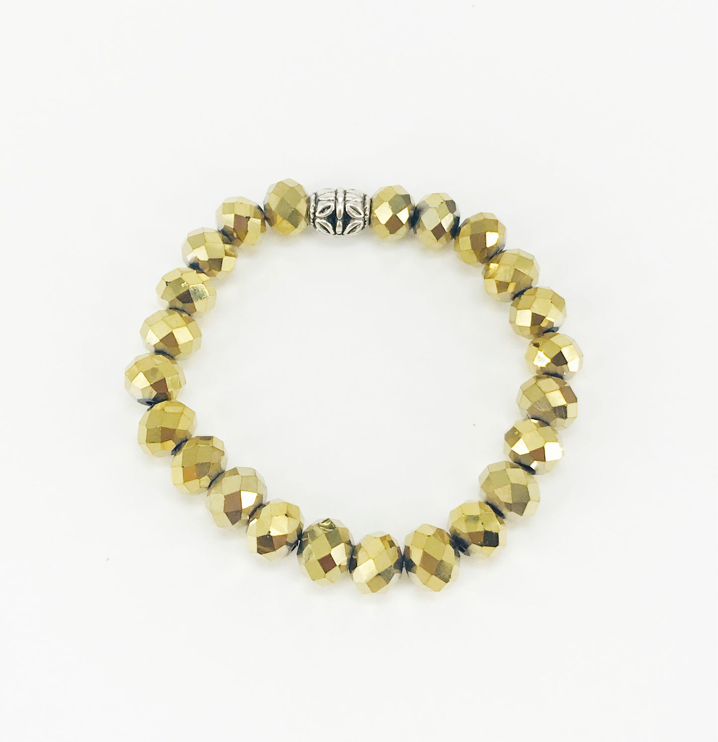 Metallic Gold Glass Bead Stretchy Bracelet