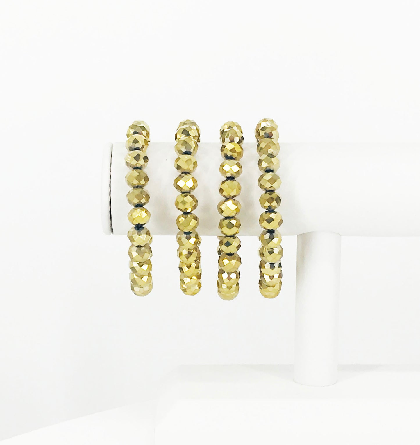 Metallic Gold Glass Bead Stretchy Bracelet