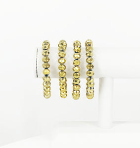 Metallic Gold Glass Bead Stretchy Bracelet
