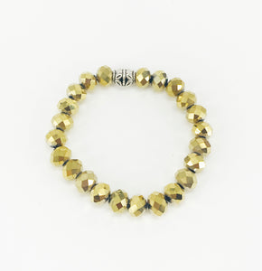 Metallic Gold Glass Bead Stretchy Bracelet