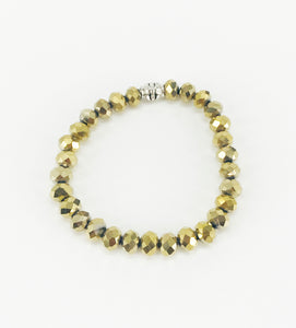 Metallic Gold Glass Bead Stretchy Bracelet