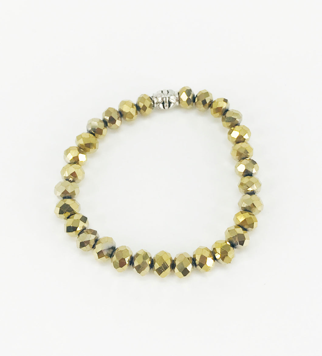 Metallic Gold Glass Bead Stretchy Bracelet