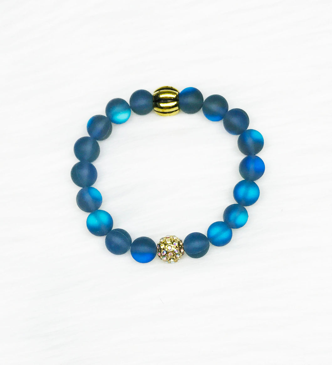Mermaid/Aurora and Rhinestone Bead Stretchy Bracelet – B1200