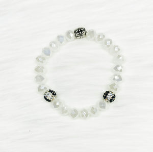 Glass and Rhinestone Bead Stretchy Bracelet - B1206