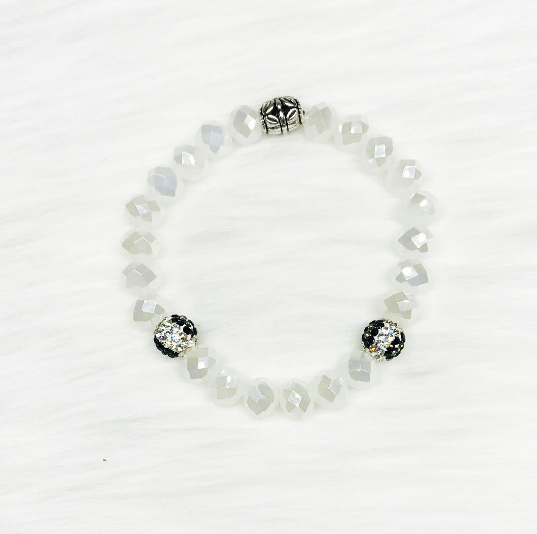 Glass and Rhinestone Bead Stretchy Bracelet - B1206