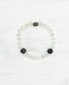 Glass and Rhinestone Bead Stretchy Bracelet - B1207