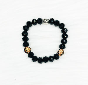 Glass and Rhinestone Bead Stretchy Bracelet - B1217