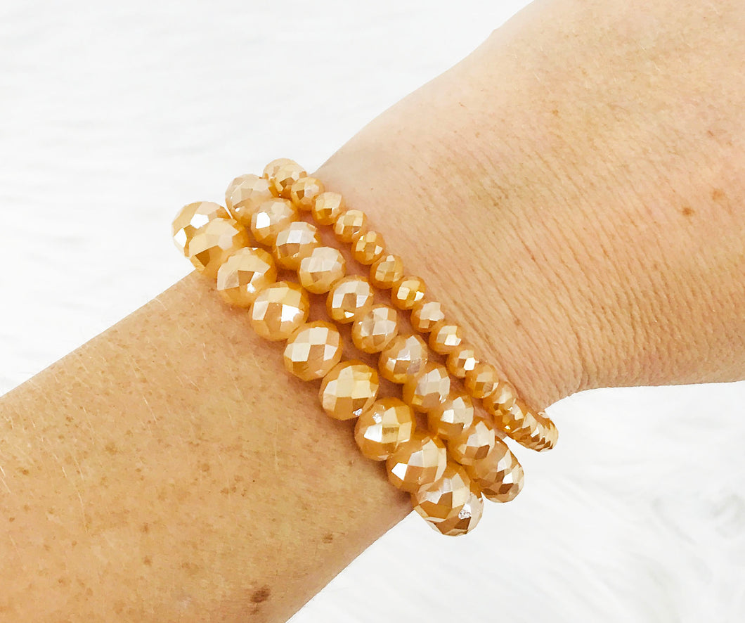 Multi-Strand Glass Bead Stretchy Bracelet - B1225