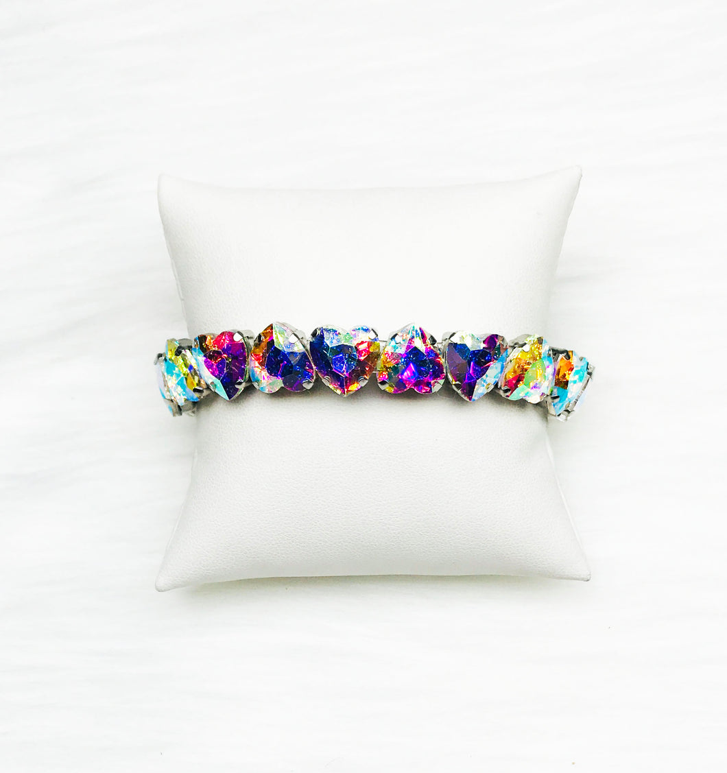 Heart Rhinestone Stretchy Bracelet - B1276