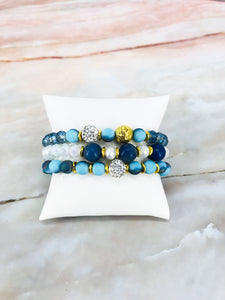 Stackable Glass Bead Stretchy Bracelet Set - B131