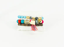 Load image into Gallery viewer, Stackable Bohemian Wood Bead Stretch Bracelets - B137
