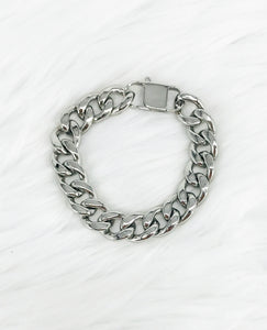 Stainless Steel Cuban Link Chain Bracelet - B1419