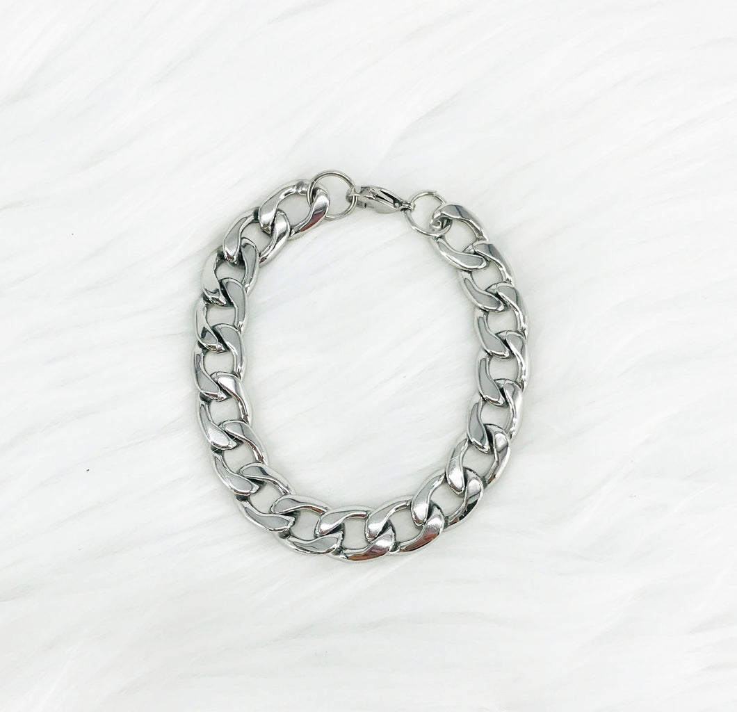 Stainless Steel Curb Chain Bracelet - B1420