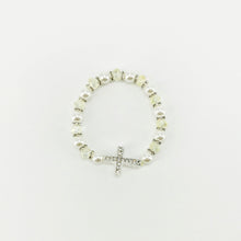 Load image into Gallery viewer, Rhinestone Cross and Glass Bead Stretchy Bracelet - B1539