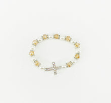 Load image into Gallery viewer, Rhinestone Cross and Glass Bead Stretchy Bracelet - B1538