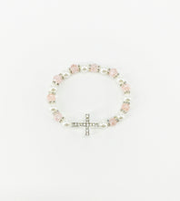 Load image into Gallery viewer, Rhinestone Cross and Glass Bead Stretchy Bracelet - B1540
