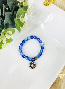 Blue Mermaid Aurora Bead Stretchy Charm Bracelet - B1529