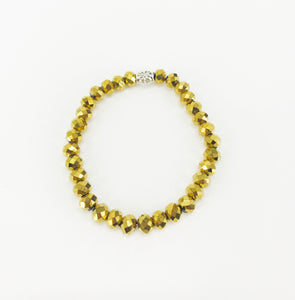 Metallic Copper Glass Bead Stretchy Bracelet - B1534