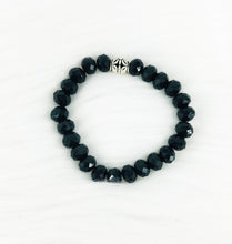 Load image into Gallery viewer, Black Glass Bead Stretchy Bracelet