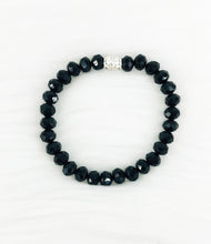 Load image into Gallery viewer, Black Glass Bead Stretchy Bracelet