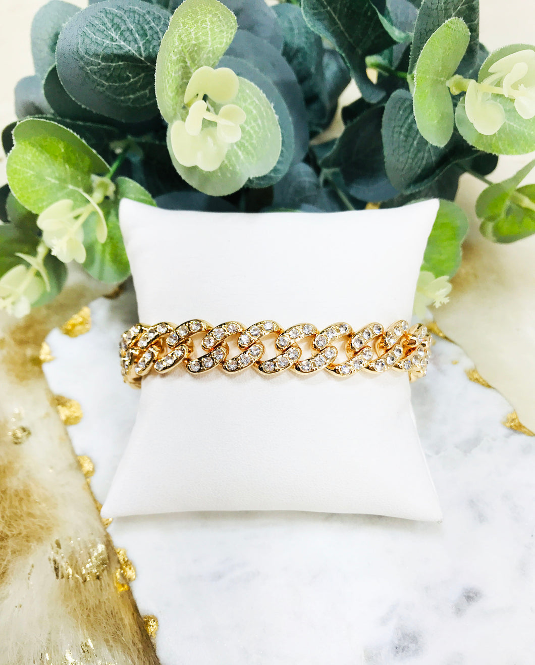 Pave Cuban Link Chain Bracelet - B1887