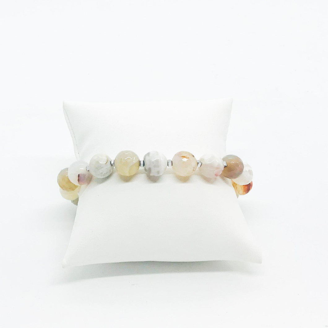 Gray Agate Stretchy Bracelet - B188