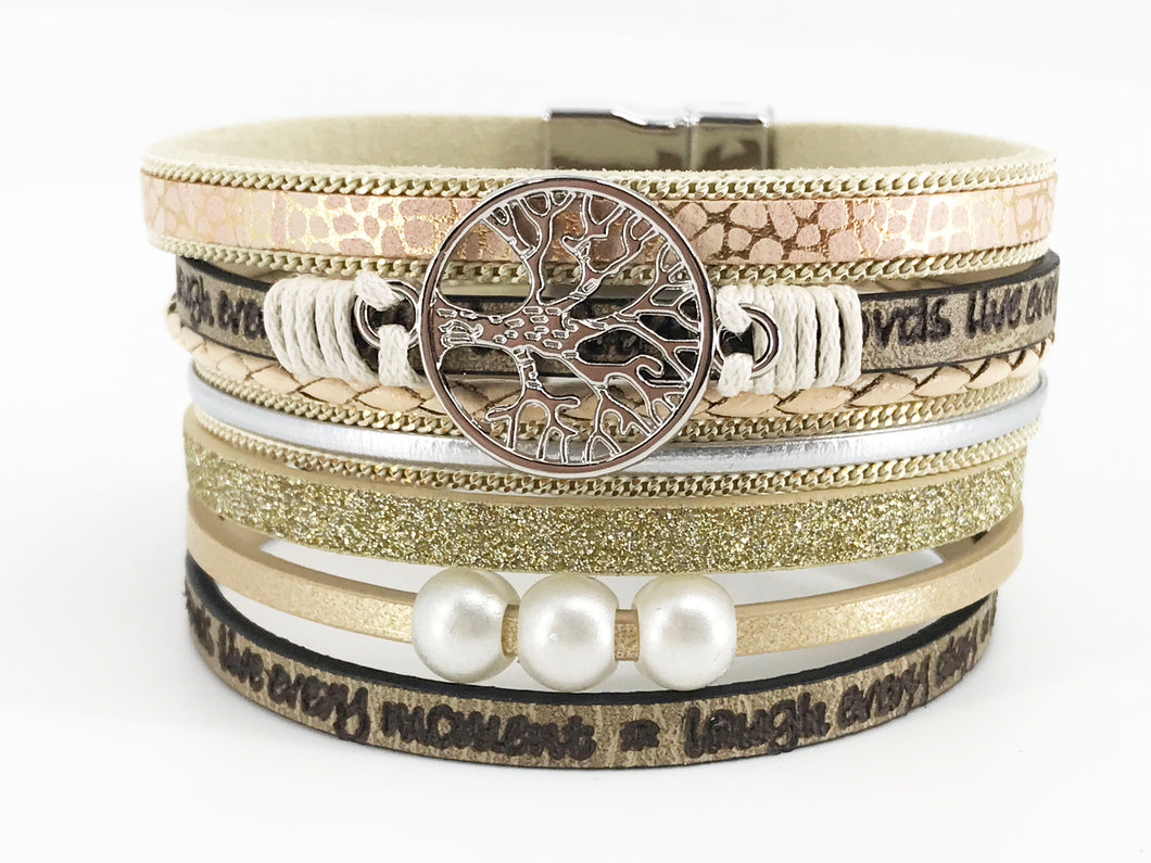 Beige Tree of Life Cuff Bracelet - B201