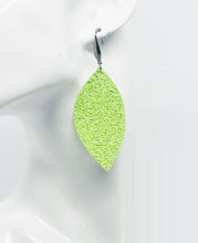 Load image into Gallery viewer, Lightest Green Chunky Glitter Leaf Shape Earrings - E103