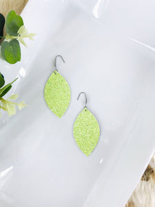 Lightest Green Chunky Glitter Leaf Shape Earrings - E103