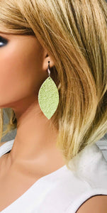 Lightest Green Chunky Glitter Leaf Shape Earrings - E103