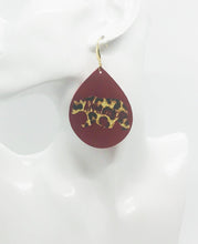 Load image into Gallery viewer, Red Leather &quot;Mama Bear&quot; Cheetah Print Earrings - E19-1309