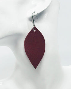 Embossed Red Leather Earrings - E19-036