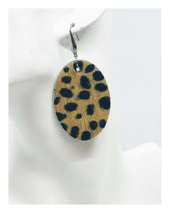 Hair On Beige Cheetah Leather Earrings - E19-092