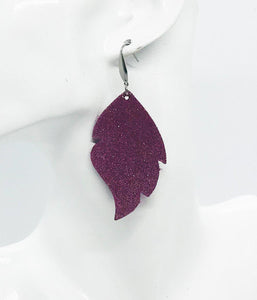 Dark Raspberry Dazzle Leather Earrings - E19-1014