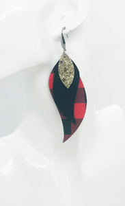 Plaid Leather and Glitter Earrings - E19-1019