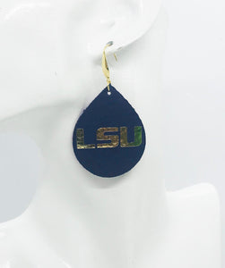 LSU Themed Leather Earrings - E19-1023