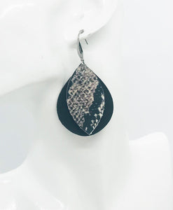 Layered Genuine Leather Earrings - E19-1025