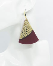 Load image into Gallery viewer, Red Suede and Mystic Gold Leather Earrings - E19-1035