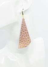 Load image into Gallery viewer, Gold and Pink Crocodile Leather Earrings - E19-1040