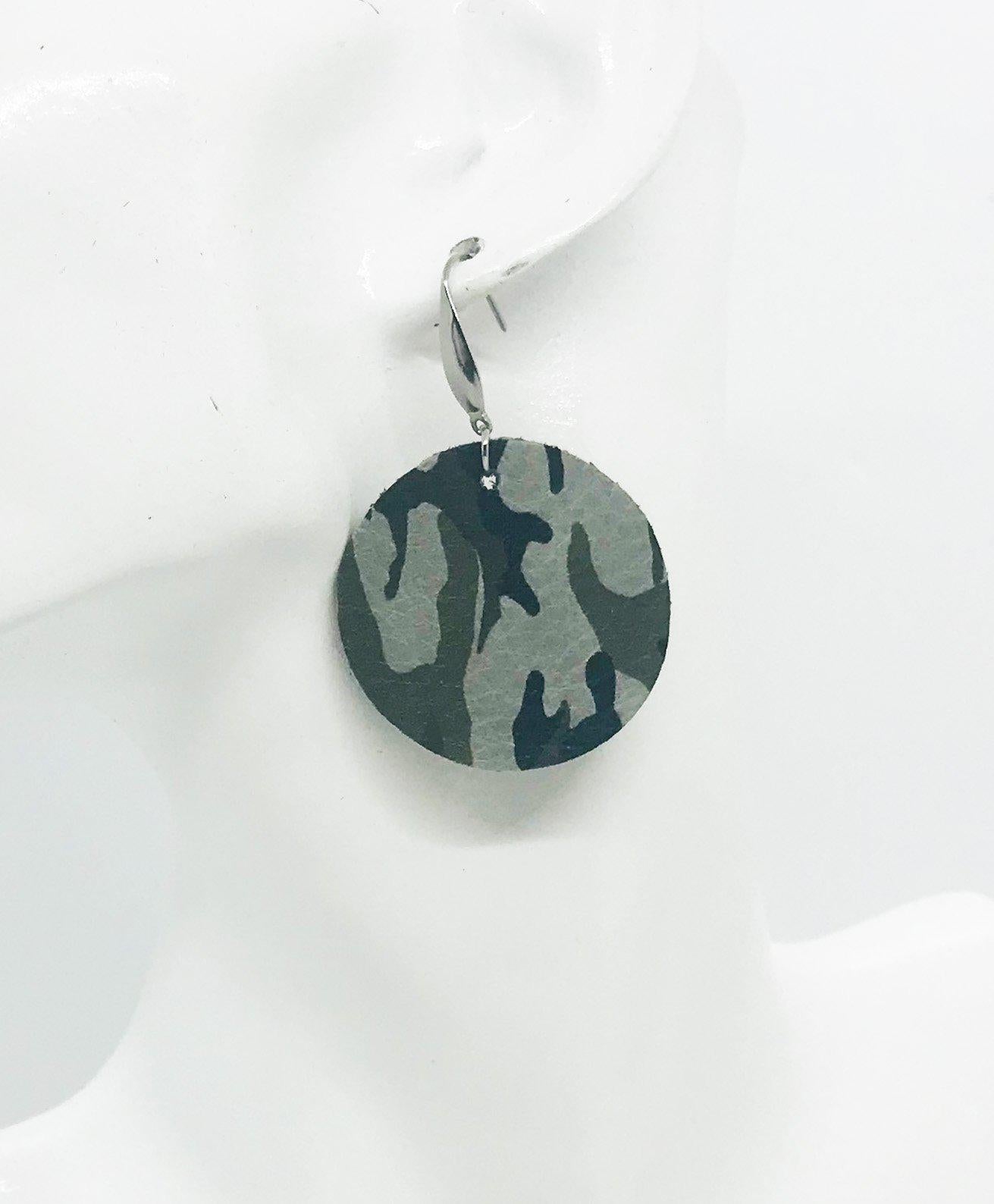 Jungle Gray Camo Leather Earrings - E19-1049