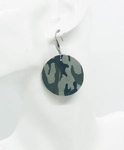 Jungle Gray Camo Leather Earrings - E19-1049