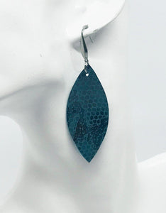 Turquoise Snake Skin Leather Earrings - E19-104