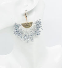 Load image into Gallery viewer, Light Grey Fan Shaped Tassel Earrings - E19-1055