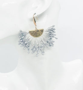 Light Grey Fan Shaped Tassel Earrings - E19-1055