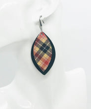 Load image into Gallery viewer, Black and Plaid Leather Earrings - E19-1067