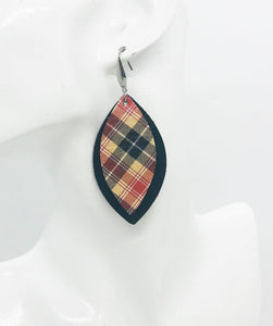 Black and Plaid Leather Earrings - E19-1067