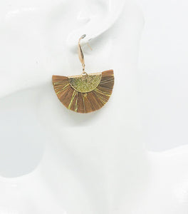 Brown and Gold Fan Shaped Tassel Earrings - E19-1071