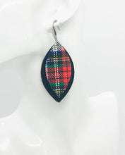 Load image into Gallery viewer, Black and Plaid Leather Earrings - E19-1072