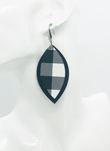Load image into Gallery viewer, Black and Plaid Leather Earrings - E19-1081