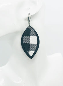 Black and Plaid Leather Earrings - E19-1081